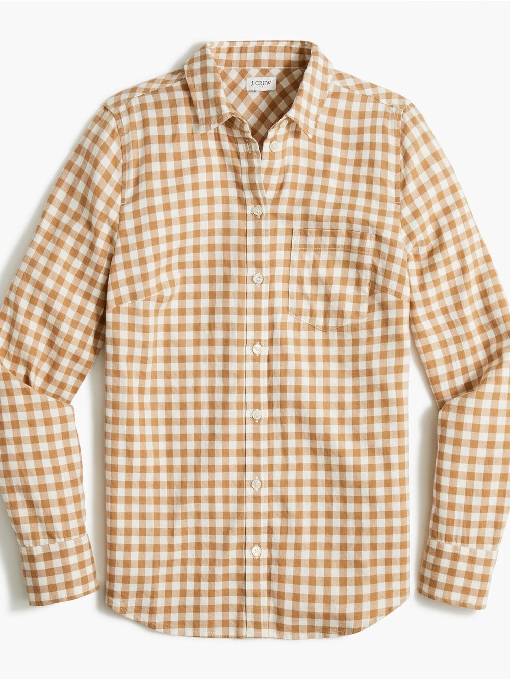 J.Crew XS Tan and White Gingham Shirt